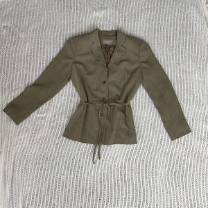 Vintage Liz Claiborne Green/Gray Blazer with Waist Tie Size 6
